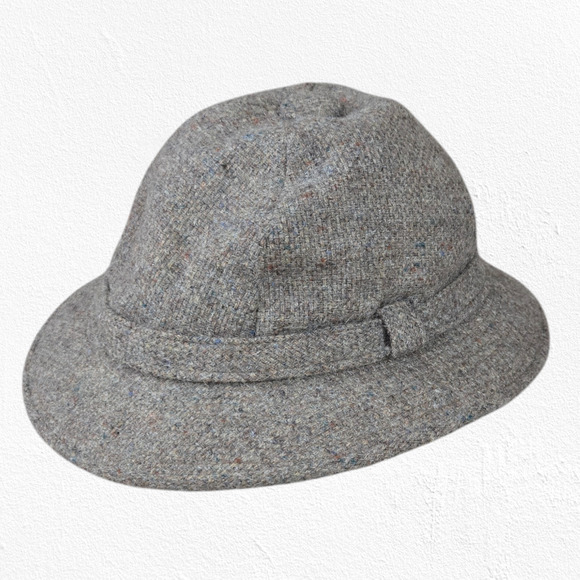 70s Vintage Brown Tweed Borsalino USA Union Made Casual Fedora Safari Wool Hat
